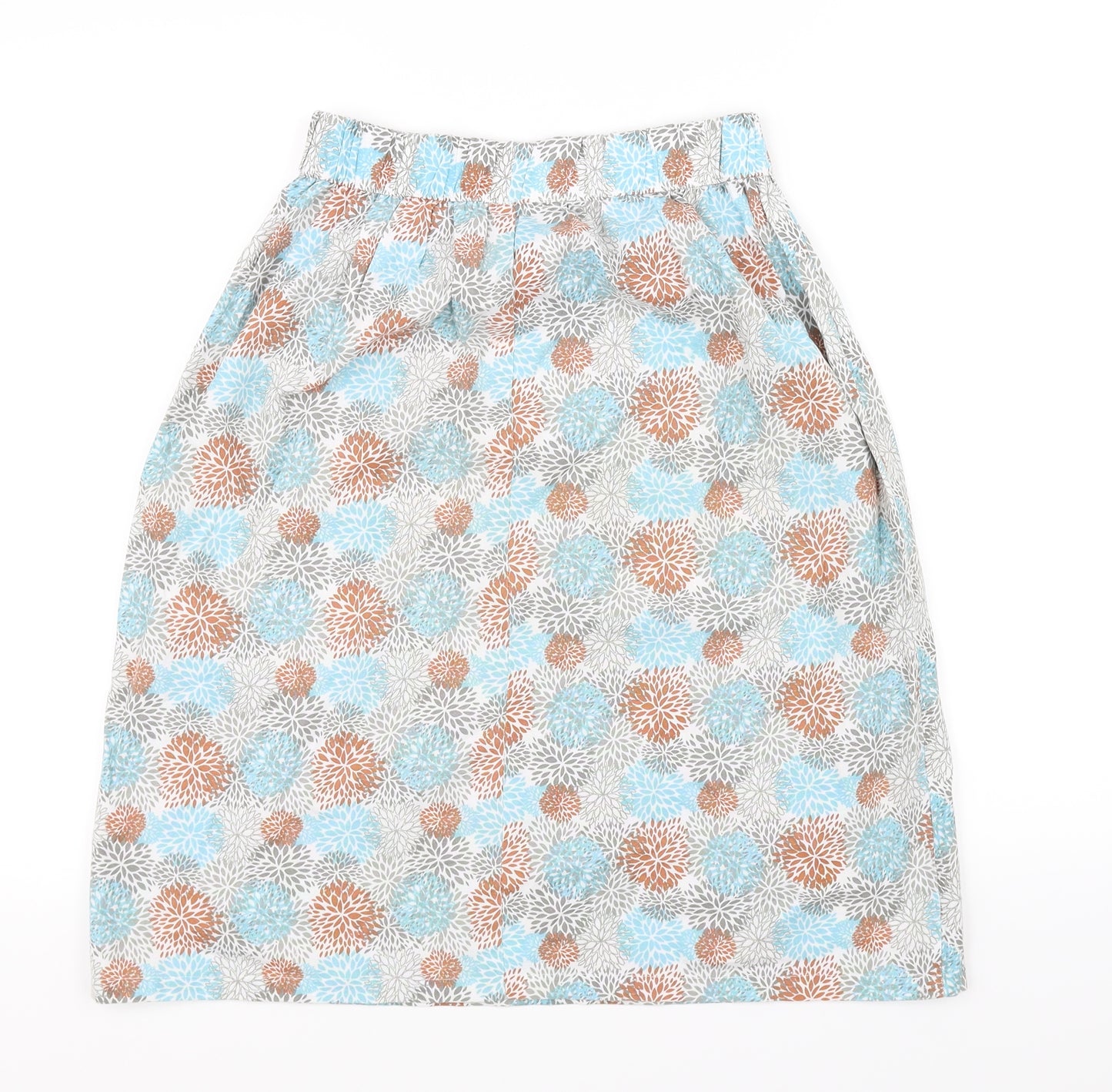 Preworn Womens Blue Floral  A-Line Skirt Size 14