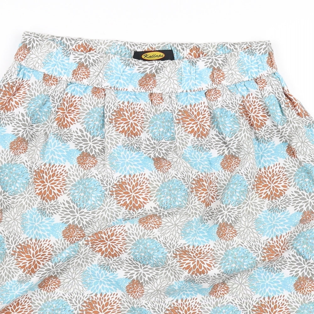 Preworn Womens Blue Floral  A-Line Skirt Size 14