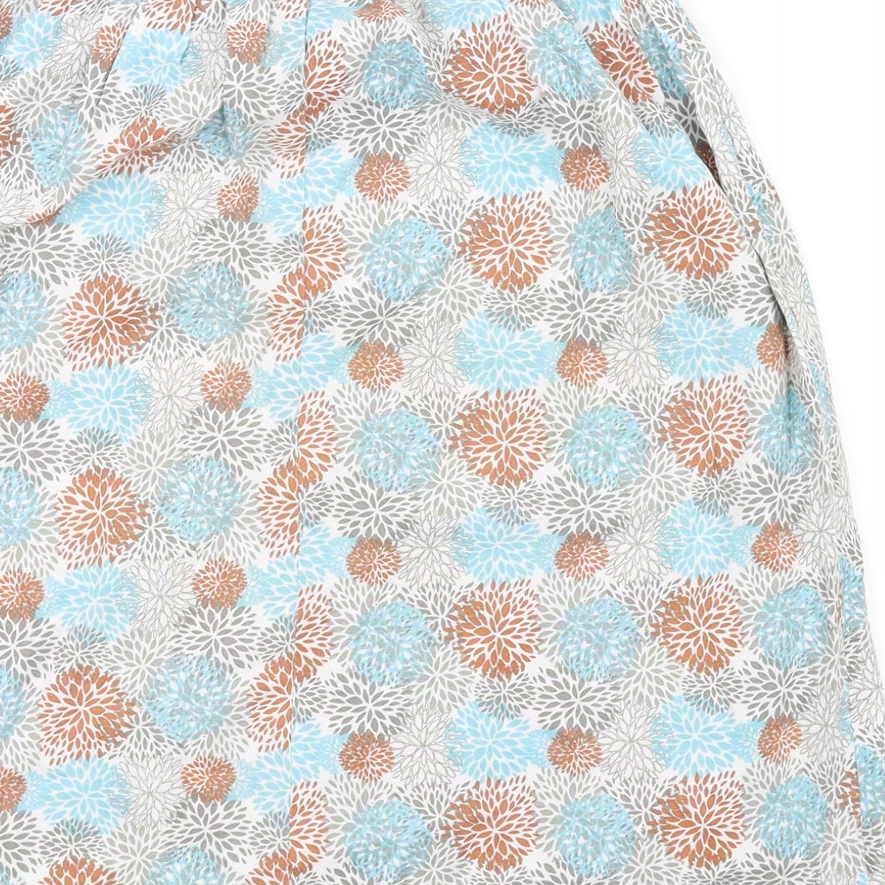 Preworn Womens Blue Floral  A-Line Skirt Size 14