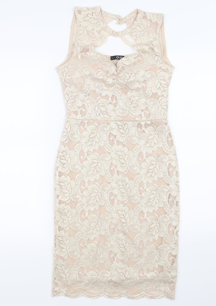 Quiz Womens Beige Bodycon Size 8