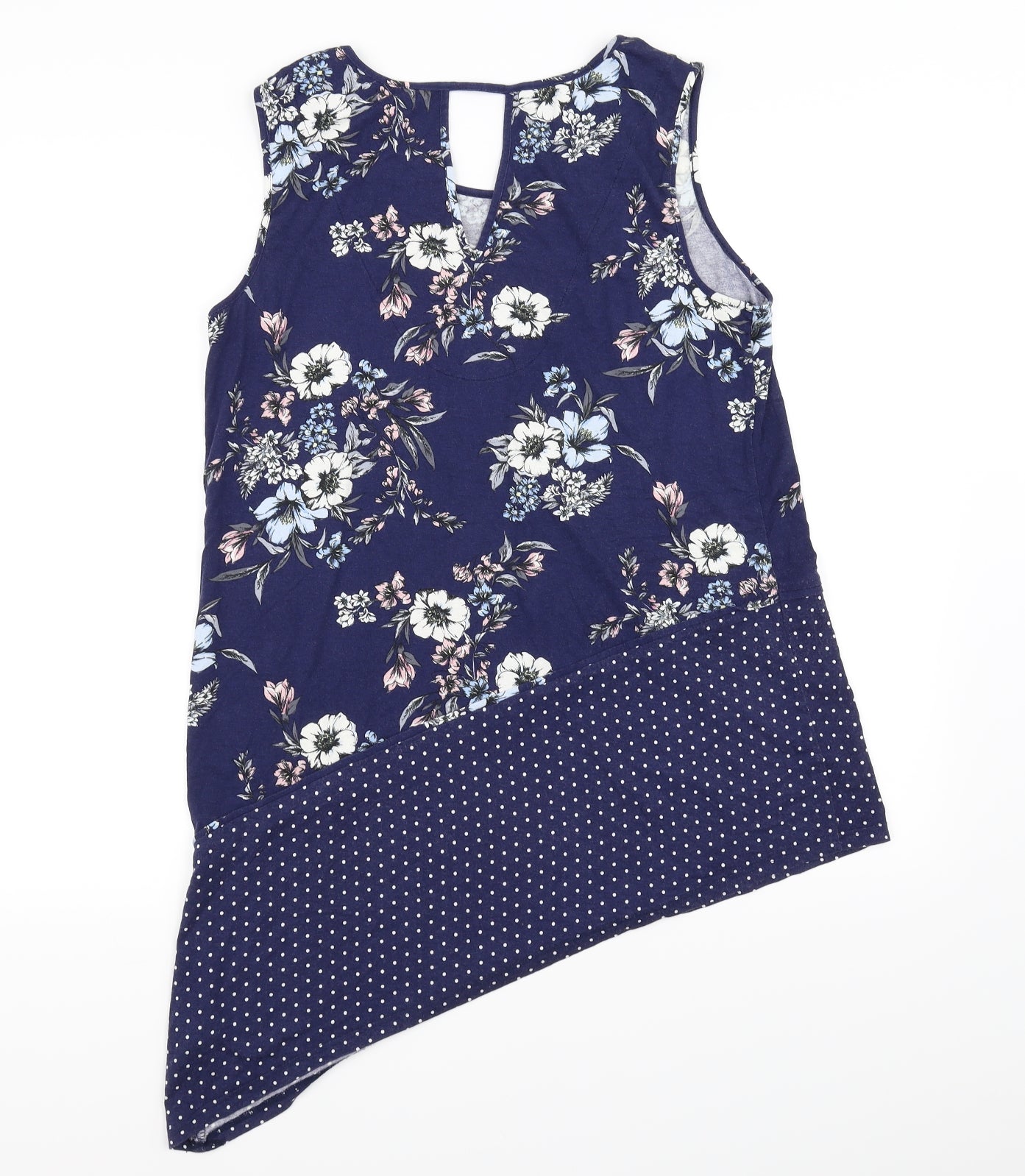 Roman Womens Blue Polka Dot  Basic T-Shirt Size 12