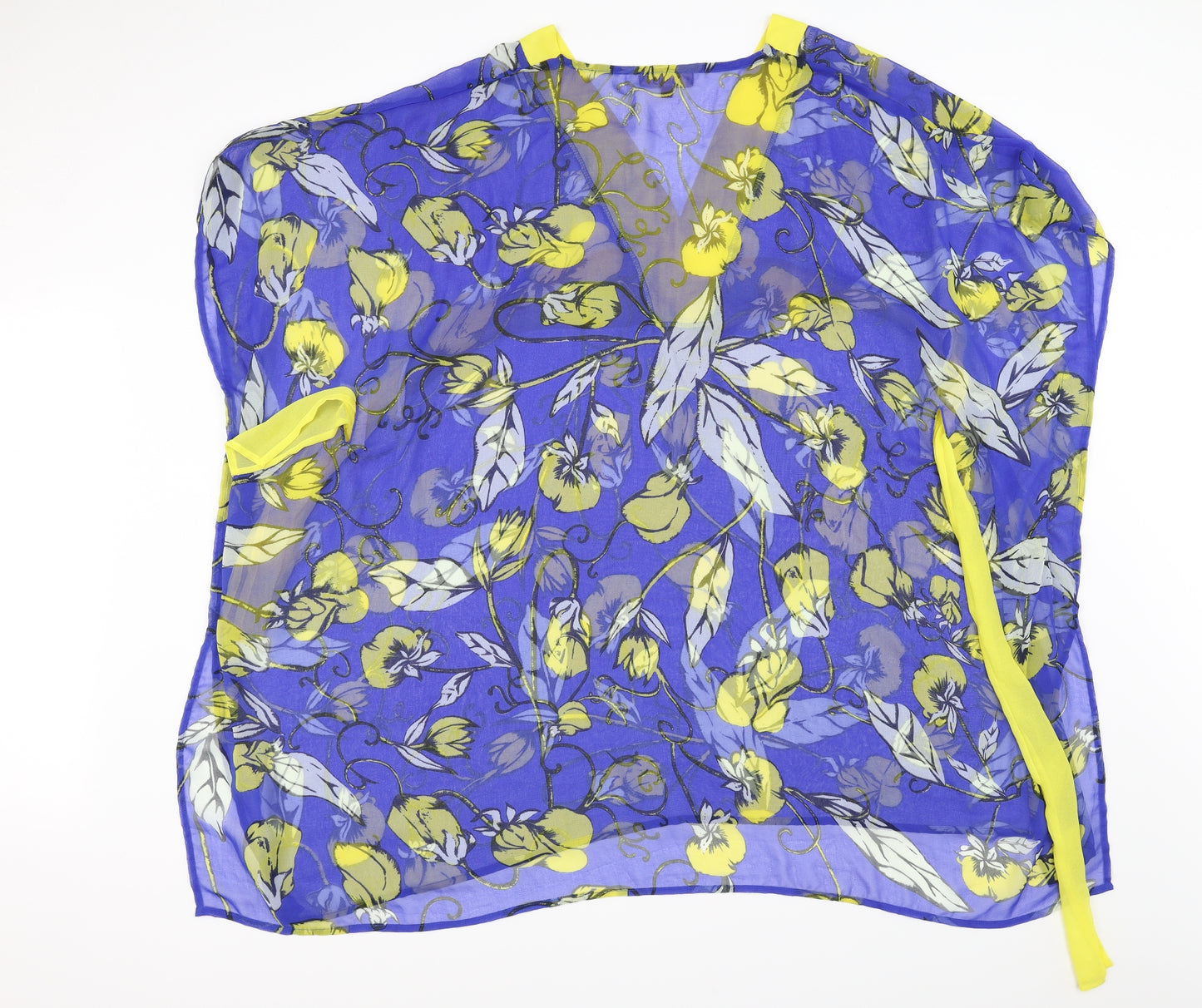 David Womens Blue Floral  Cardigan Jumper One Size