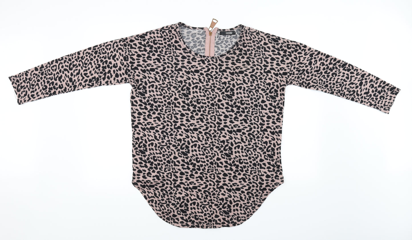 quiz  Womens Pink Animal Print  Pullover Jumper Size M