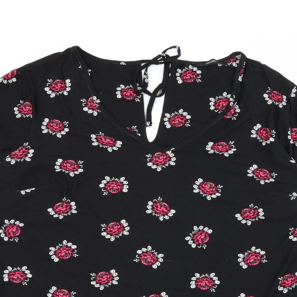 George Womens Black  Jersey Basic T-Shirt Size 16