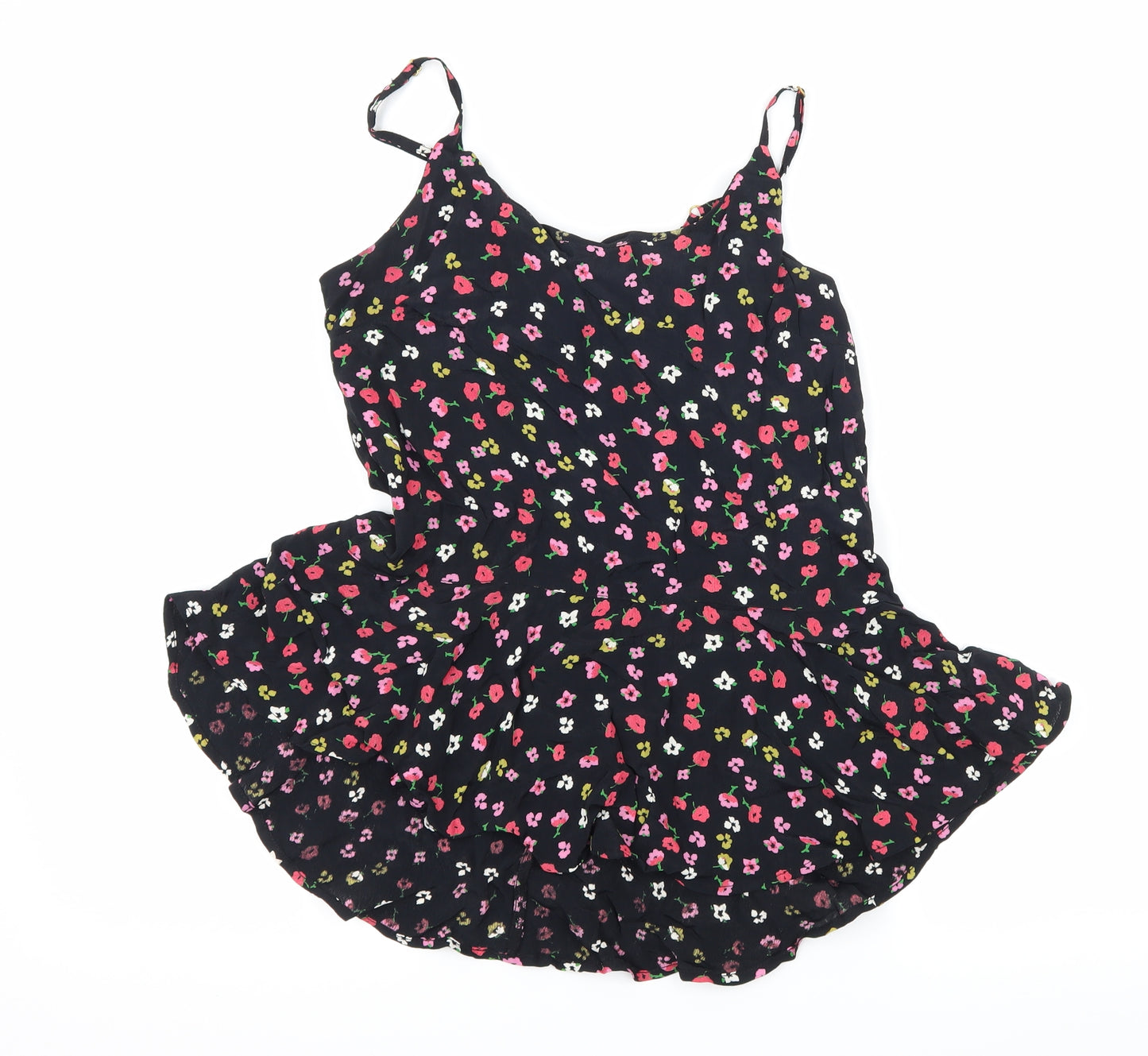 River Island Womens Black Floral  Camisole Tank Size 6  - Peplum Frill