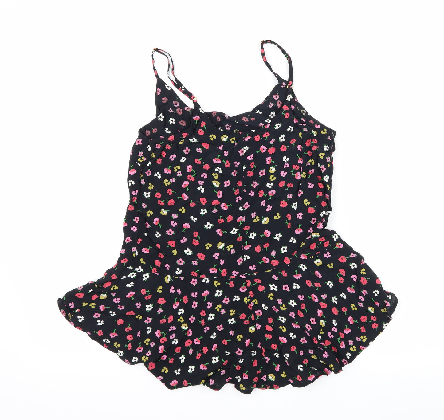 River Island Womens Black Floral  Camisole Tank Size 6  - Peplum Frill
