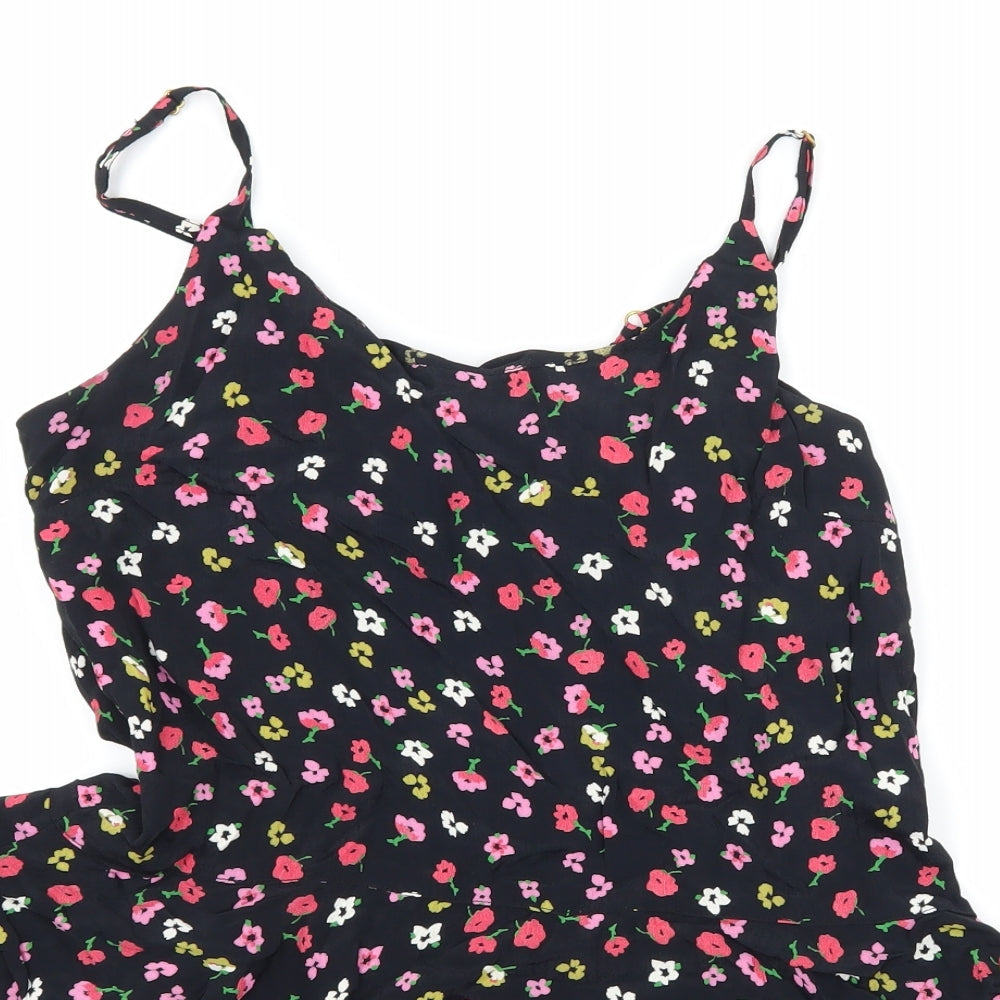 River Island Womens Black Floral  Camisole Tank Size 6  - Peplum Frill