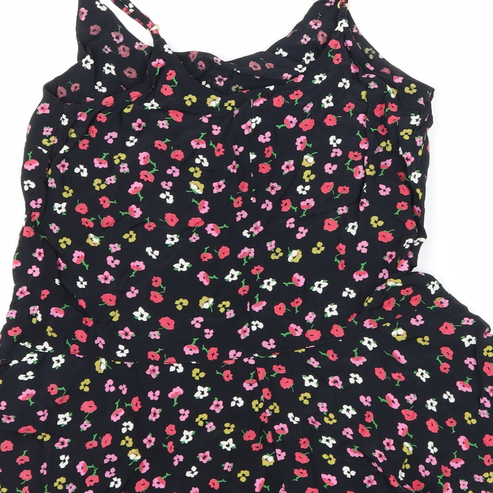 River Island Womens Black Floral  Camisole Tank Size 6  - Peplum Frill