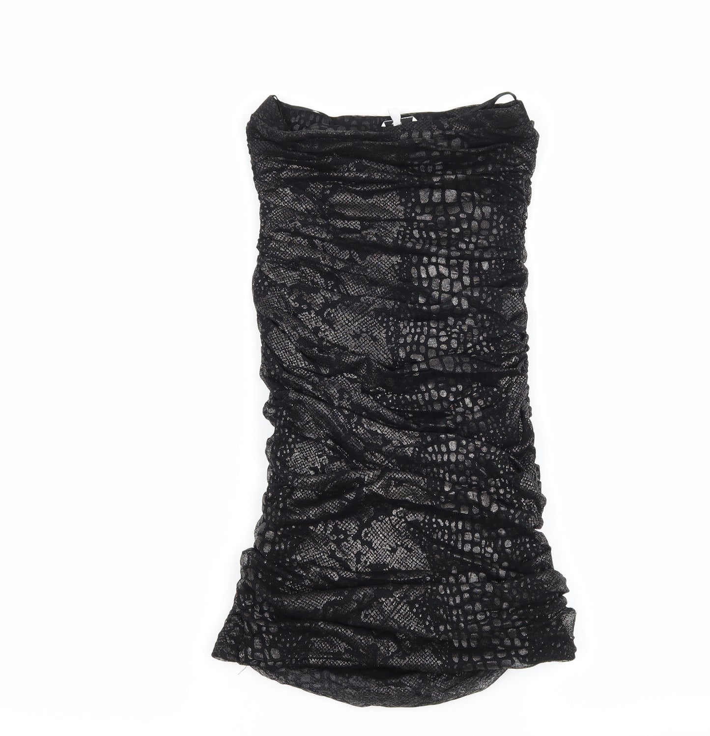New Look Womens Black Animal Print Mesh Bodycon  Size 12  - Ruched