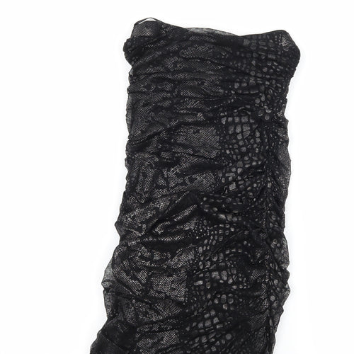 New Look Womens Black Animal Print Mesh Bodycon  Size 12  - Ruched