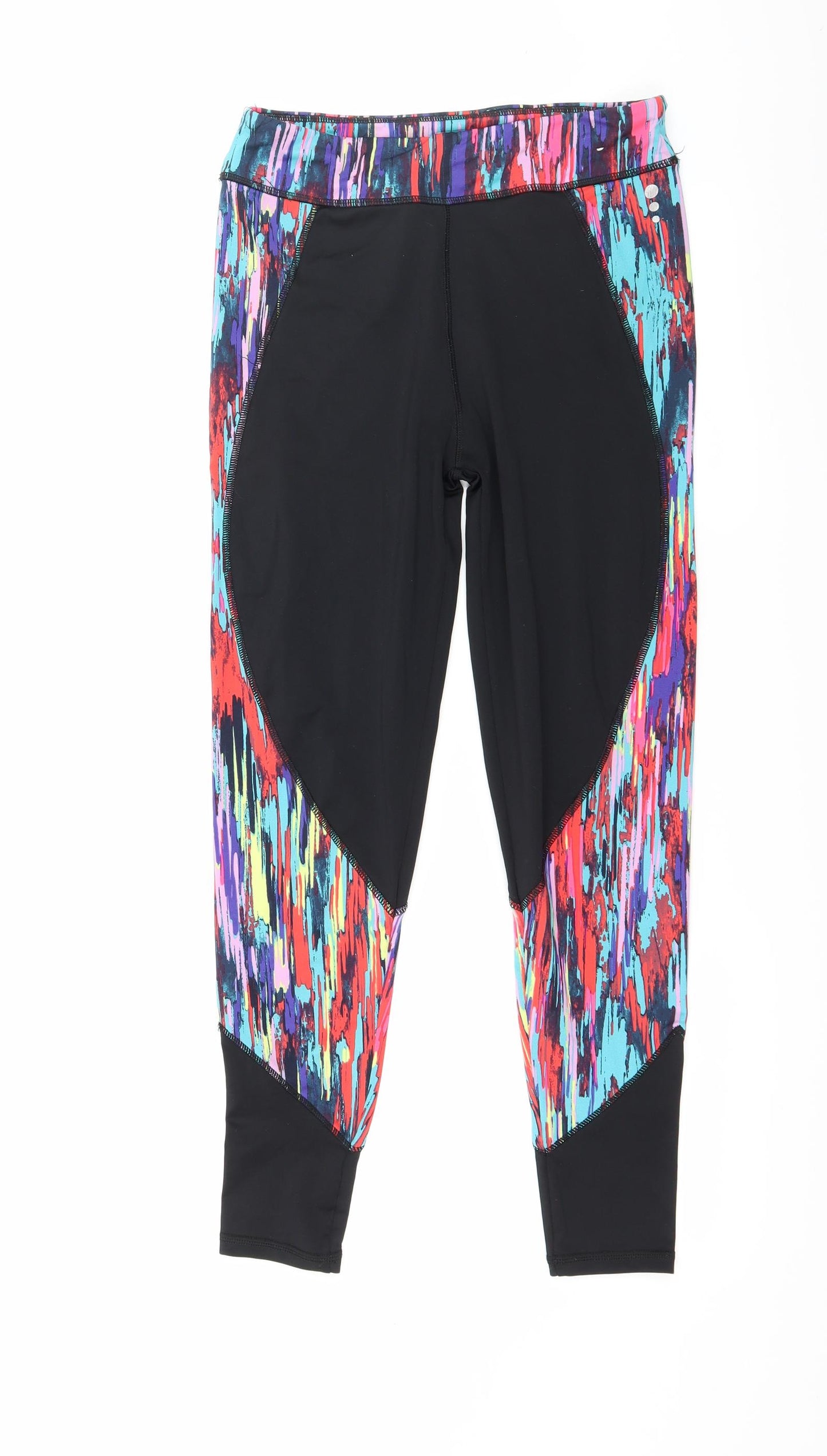TU Womens Black Striped  Capri Leggings Size 8 L25 in