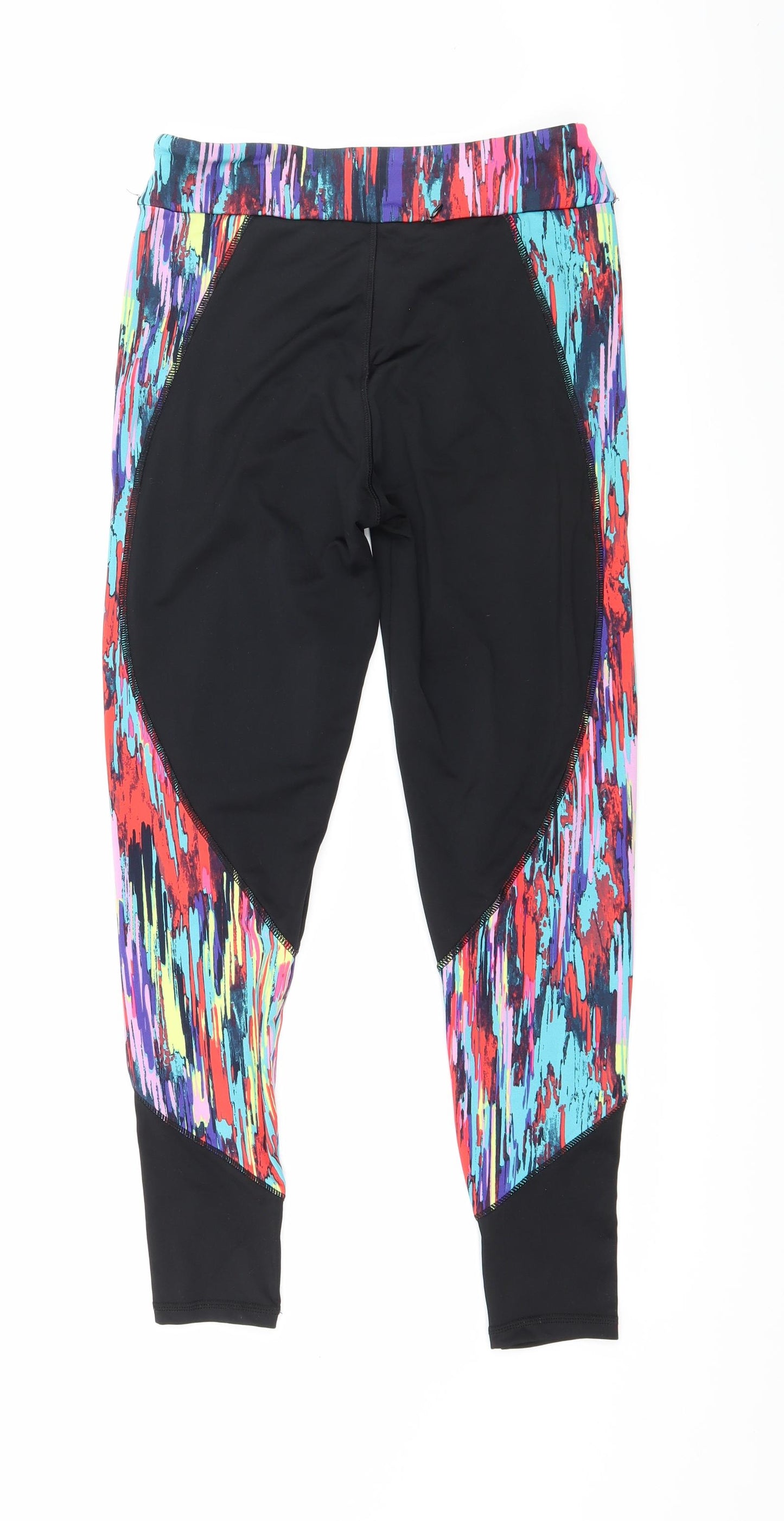 TU Womens Black Striped  Capri Leggings Size 8 L25 in
