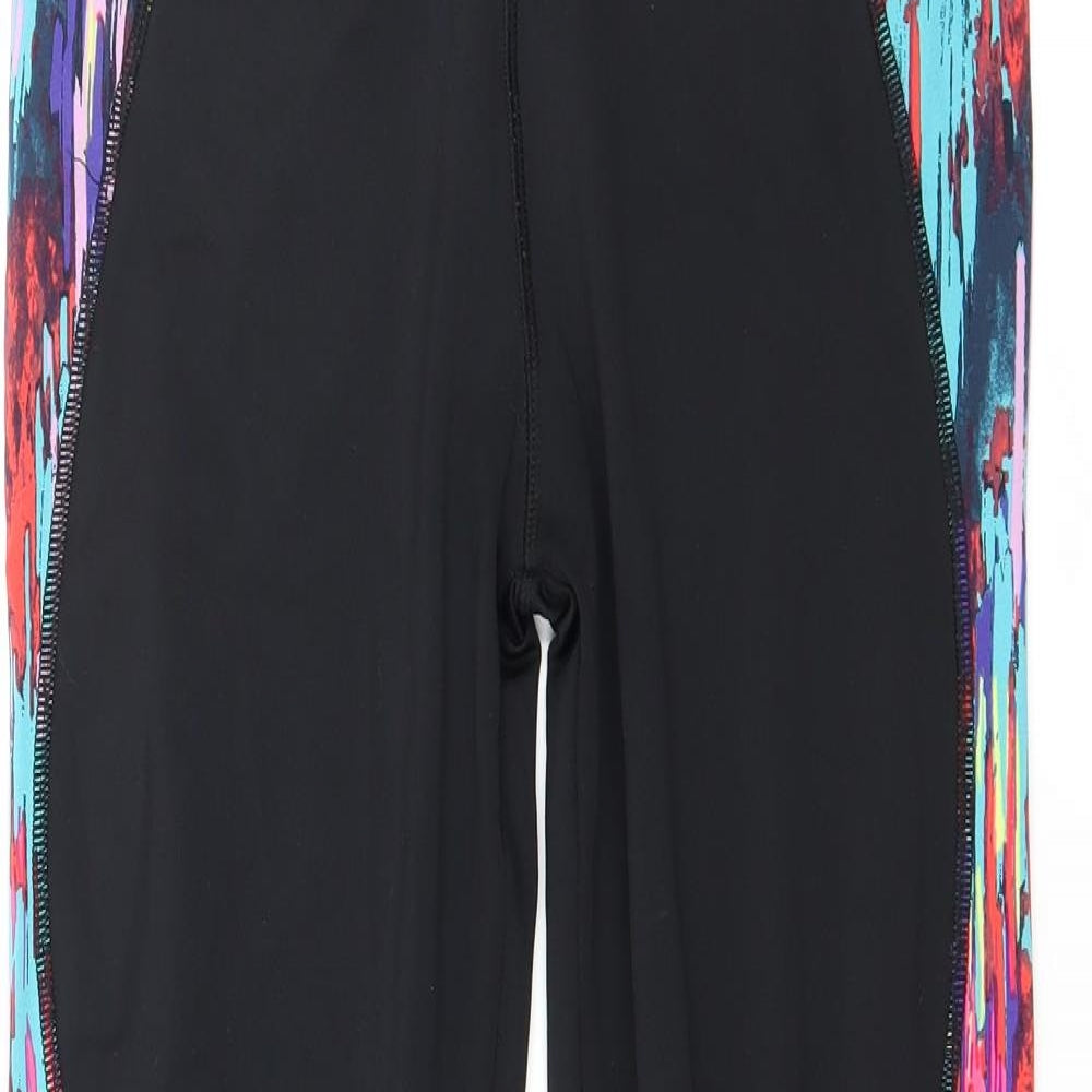 TU Womens Black Striped  Capri Leggings Size 8 L25 in