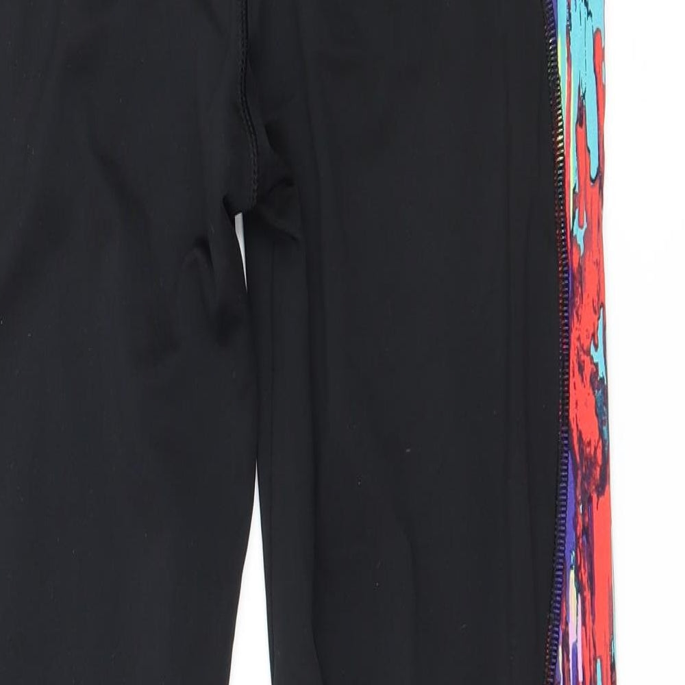 TU Womens Black Striped  Capri Leggings Size 8 L25 in