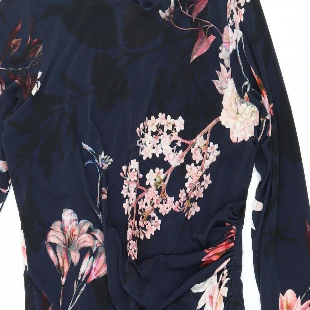 Wallis Womens Black Floral  Bodycon  Size 14