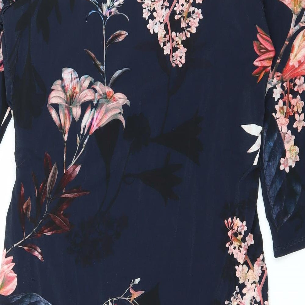 Wallis Womens Black Floral  Bodycon  Size 14