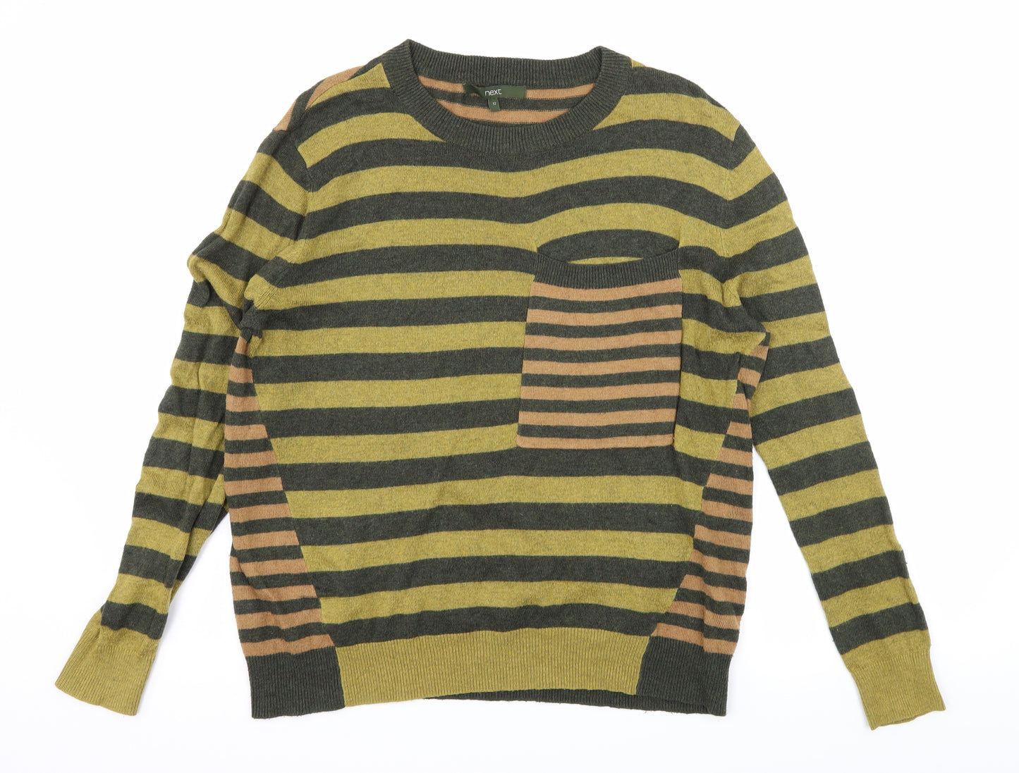 NEXT Womens Green Striped Knit Pullover Jumper Size 12