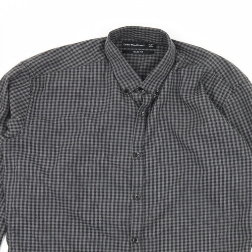 Cedar Wood State Mens Grey Check   Button-Up Size 14.5