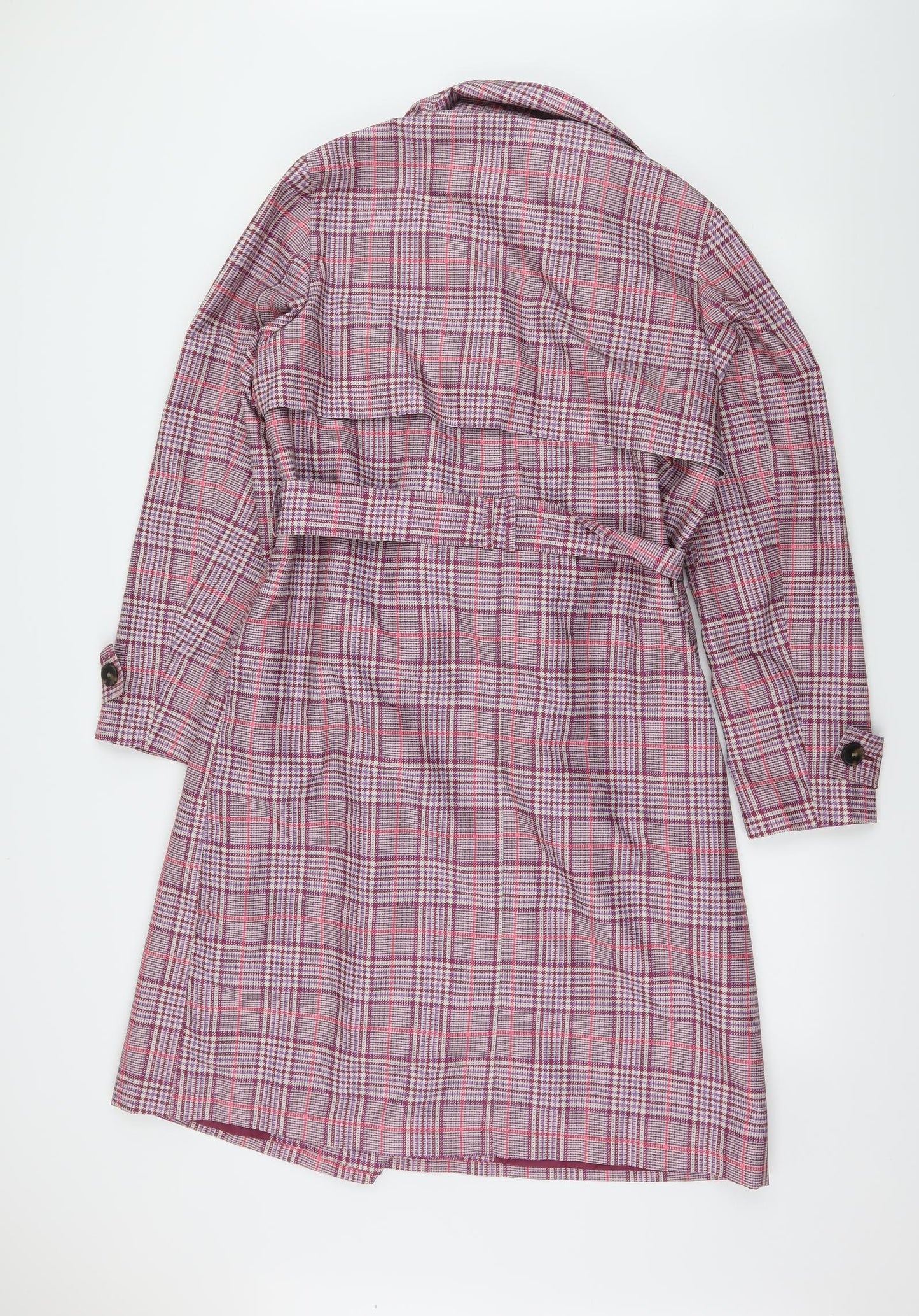 Marks and Spencer Womens Pink Plaid  Trench Coat Coat Size 14