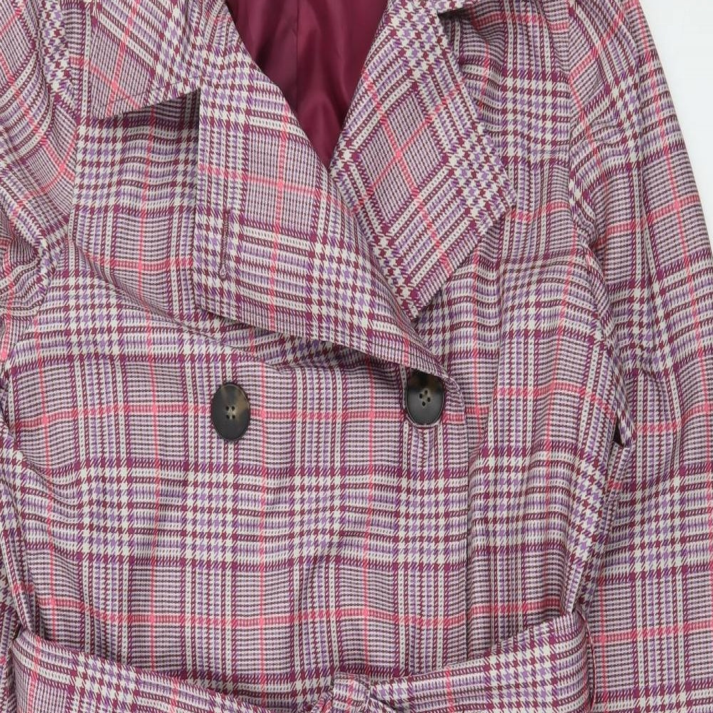 Marks and Spencer Womens Pink Plaid  Trench Coat Coat Size 14