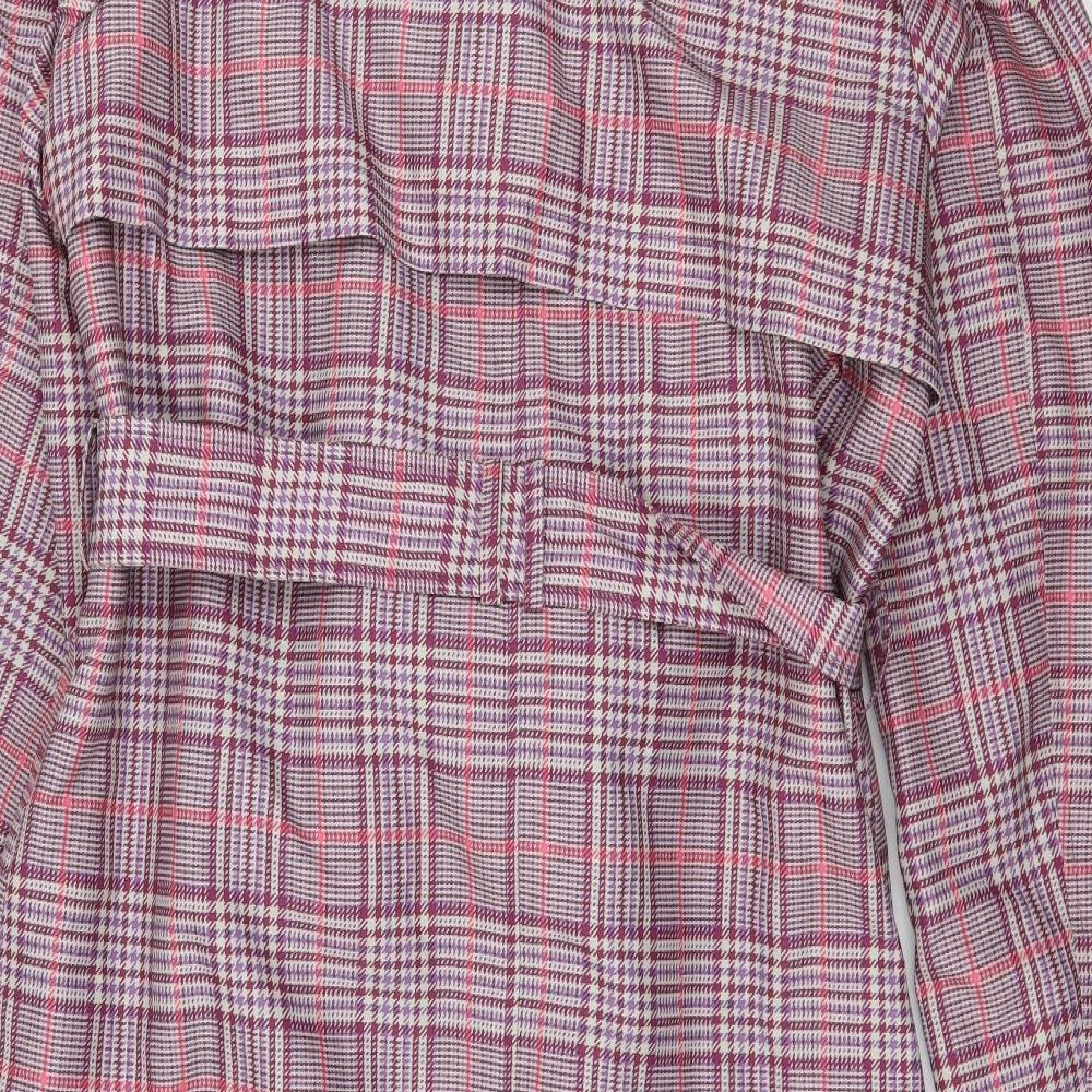 Marks and Spencer Womens Pink Plaid  Trench Coat Coat Size 14
