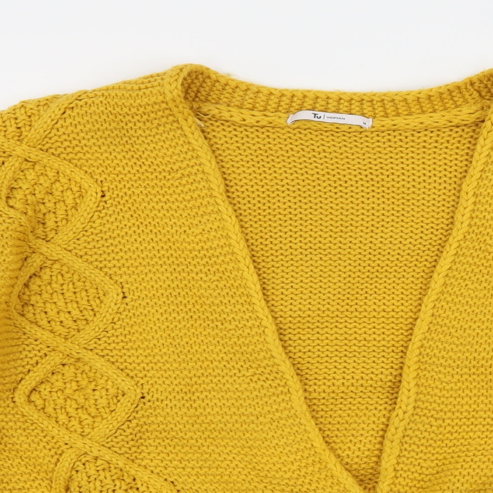 TU Womens Yellow  Knit Cardigan Jumper Size 14