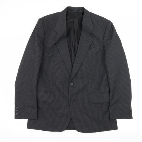 Preworn Mens Grey Striped  Jacket Suit Jacket Size M