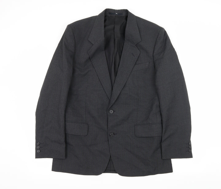Preworn Mens Grey Striped  Jacket Suit Jacket Size M