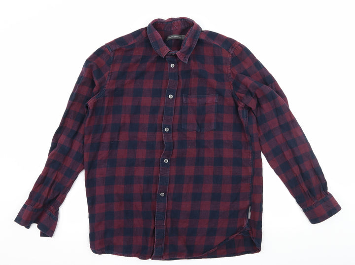 French Connection Mens Purple Check   Button-Up Size L