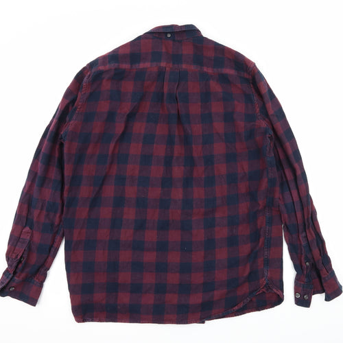 French Connection Mens Purple Check   Button-Up Size L