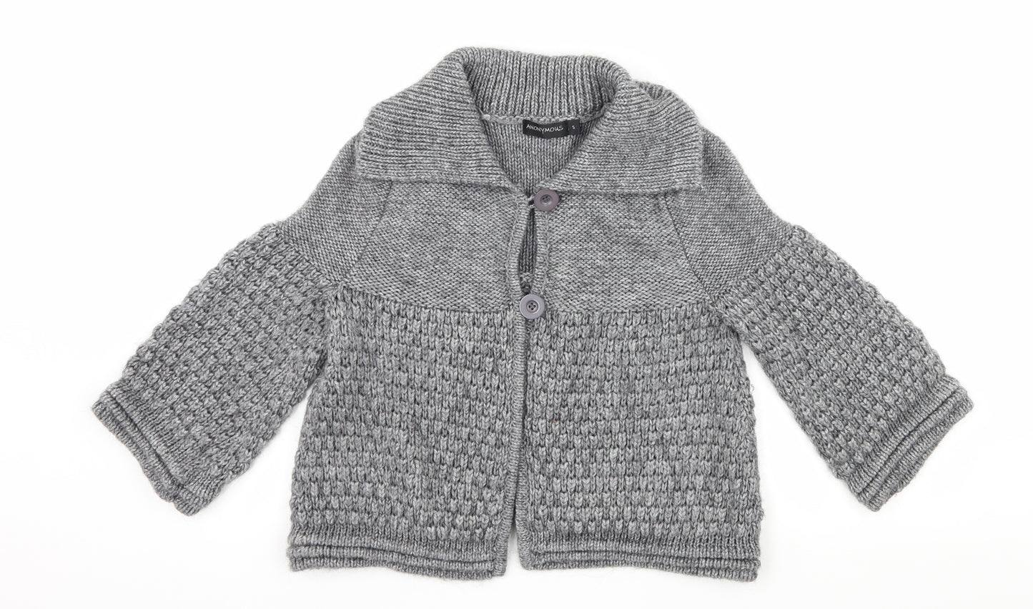 Anonymous Womens Grey  Knit Cardigan Jumper Size S