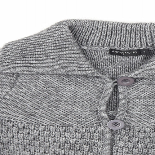 Anonymous Womens Grey  Knit Cardigan Jumper Size S