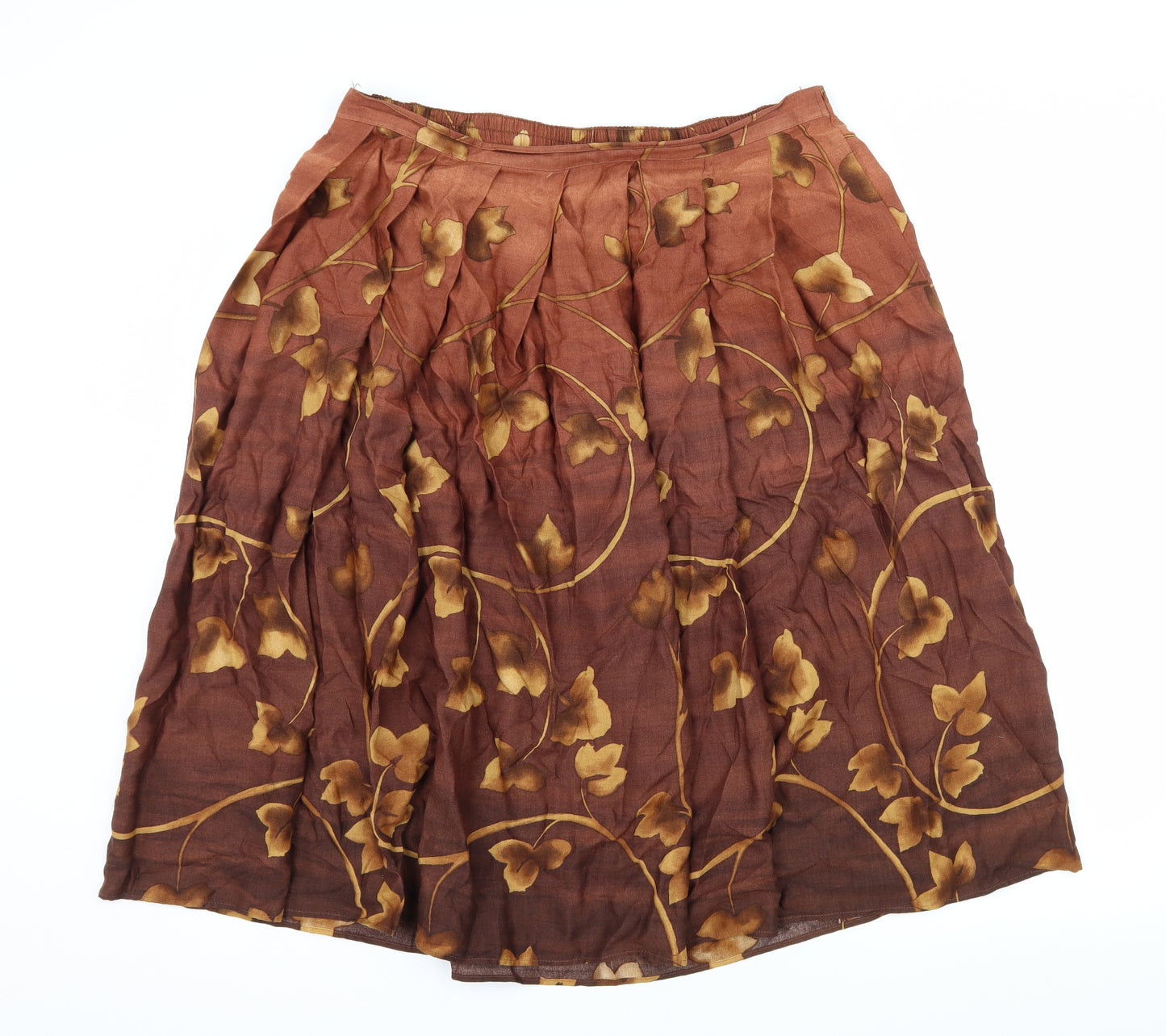 St Michael Womens Brown Floral  Flare Skirt Size 18