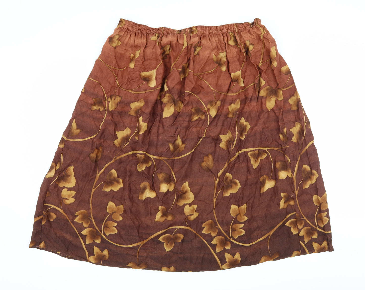 St Michael Womens Brown Floral  Flare Skirt Size 18