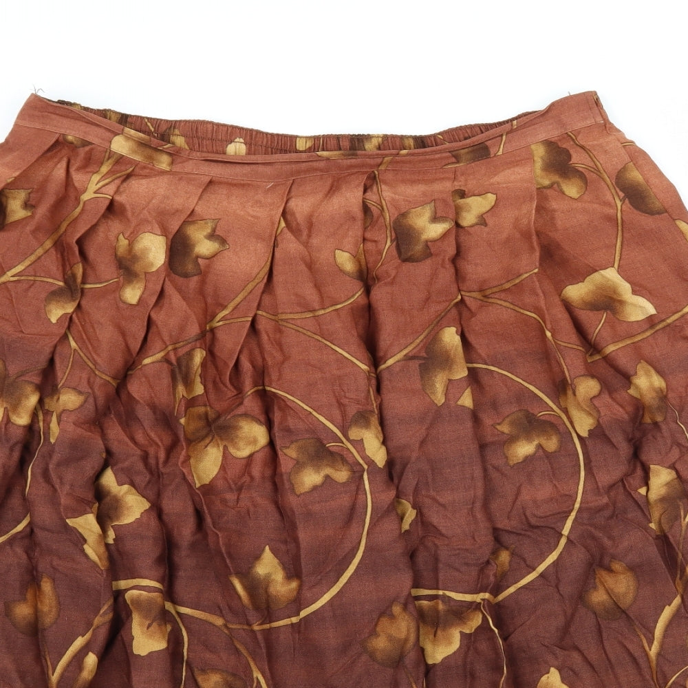 St Michael Womens Brown Floral  Flare Skirt Size 18