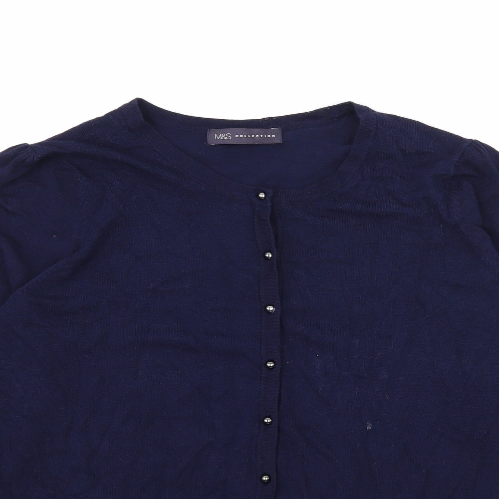 Marks and Spencer Womens Blue  Knit Cardigan Jumper Size 14