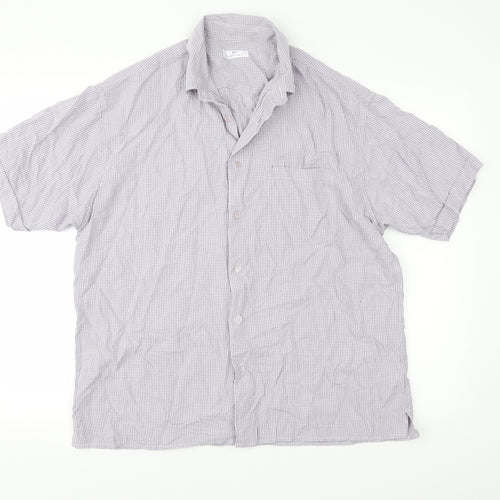 Essentials Mens Purple Check   Button-Up Size L