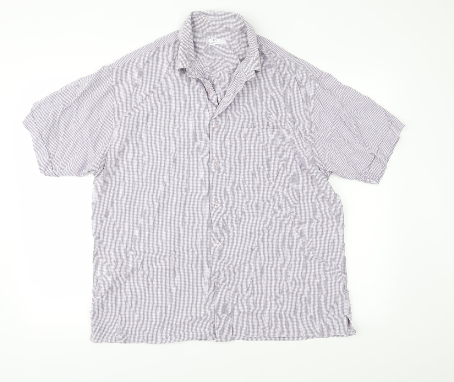 Essentials Mens Purple Check   Button-Up Size L