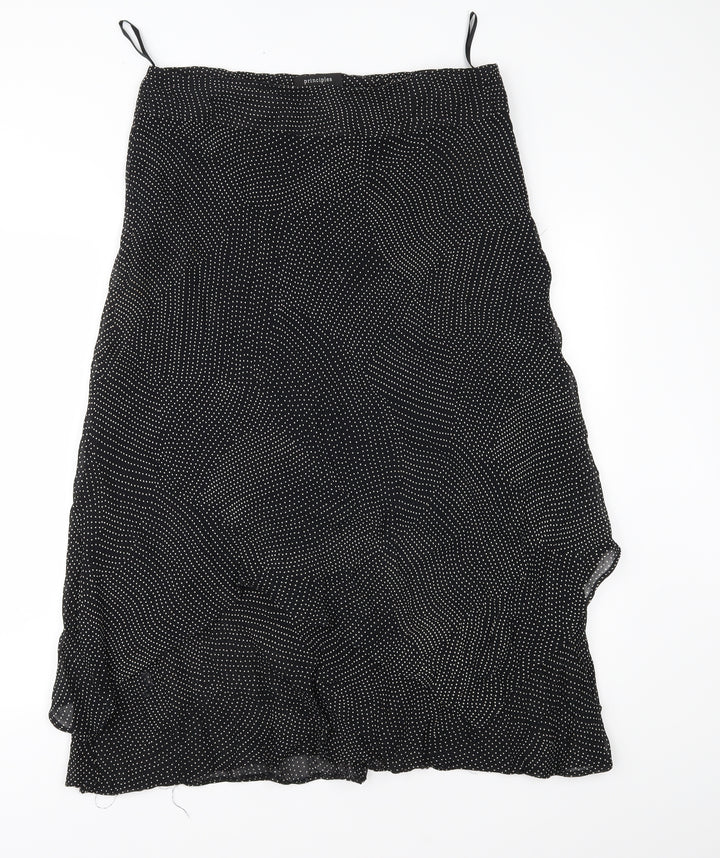 Principles Womens Black Polka Dot Chiffon Flare Skirt Size 34 in