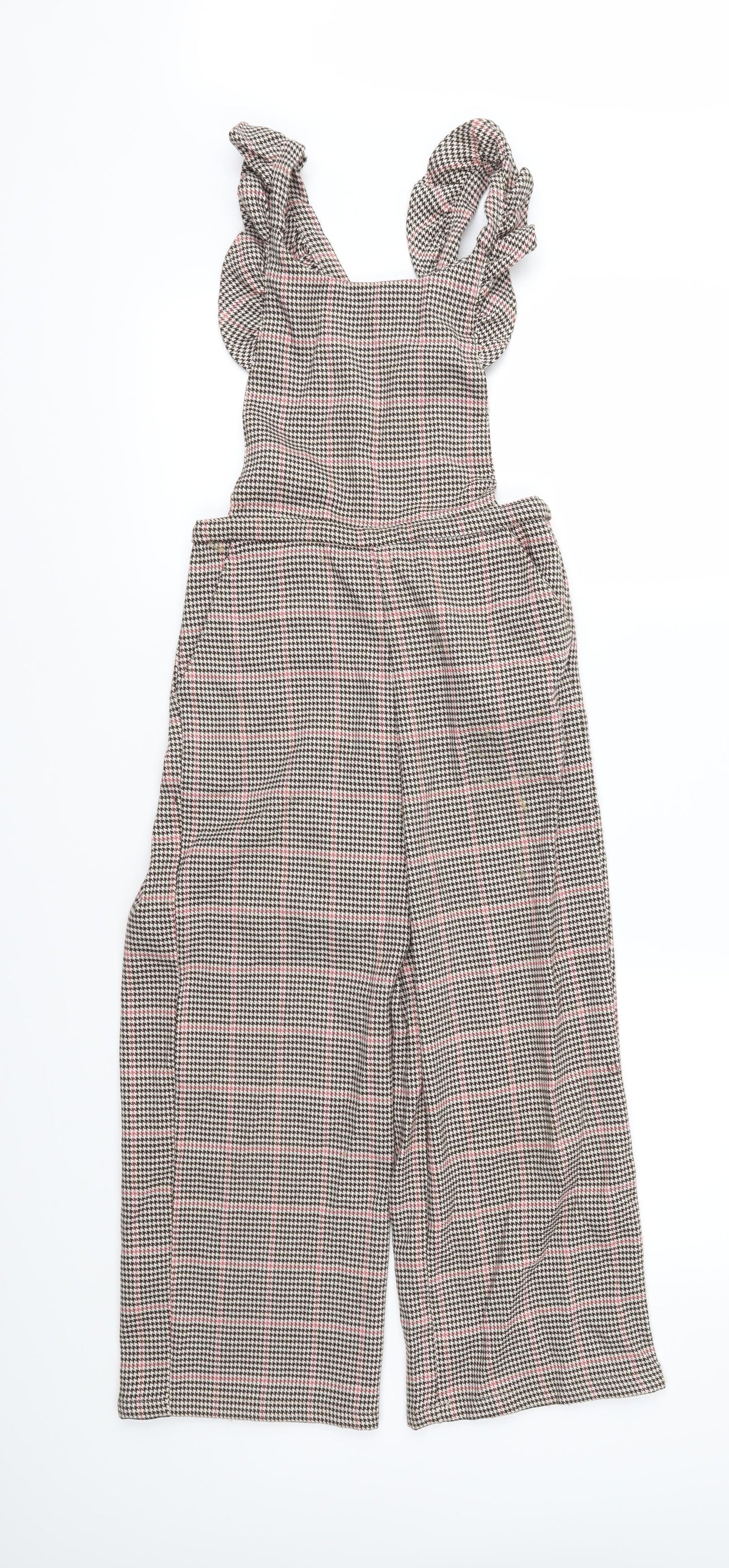 Lefties Girls Pink Check  Dungarees Trousers Size 9-10 Years