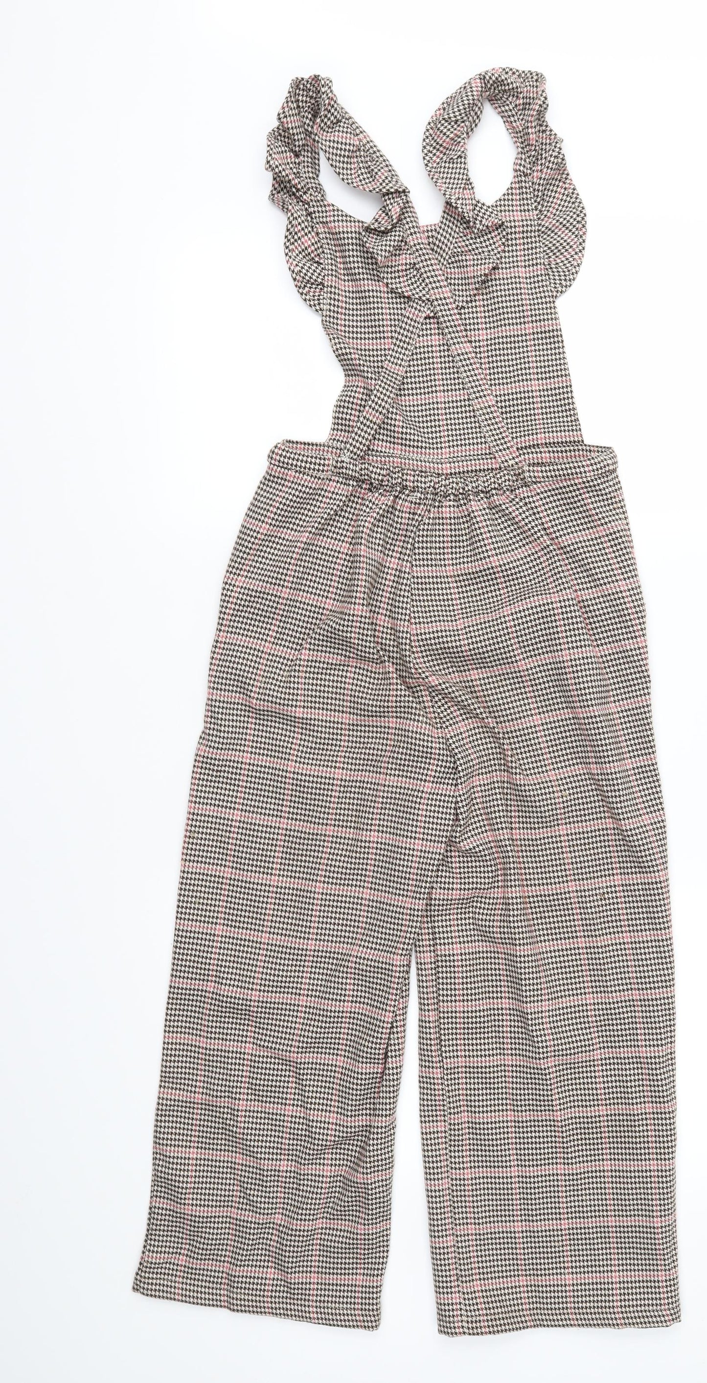 Lefties Girls Pink Check  Dungarees Trousers Size 9-10 Years