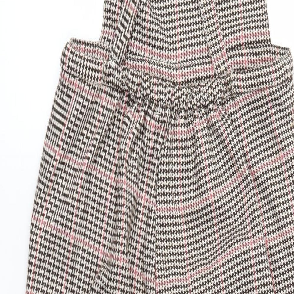 Lefties Girls Pink Check  Dungarees Trousers Size 9-10 Years
