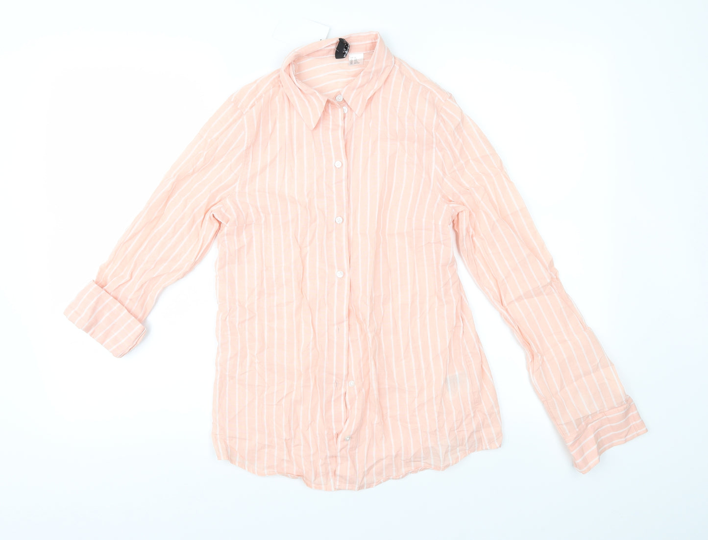 H&M Womens Pink Striped  Basic Button-Up Size 4