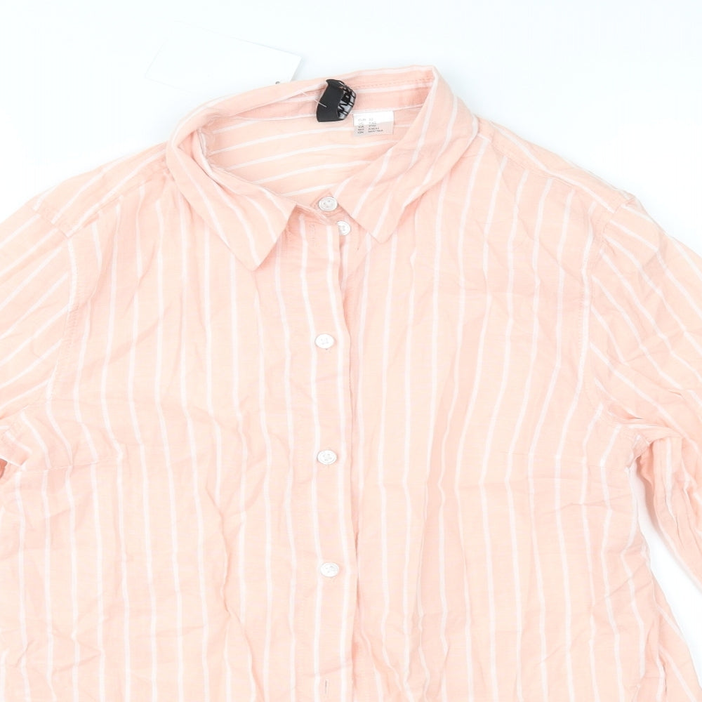 H&M Womens Pink Striped  Basic Button-Up Size 4