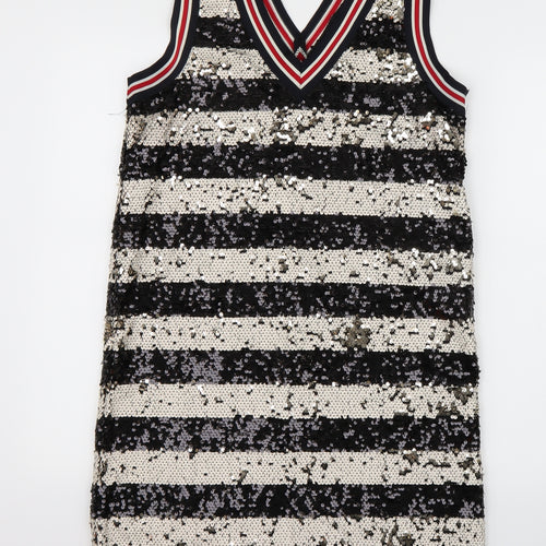 RESERVED Womens Black Striped  A-Line  Size M