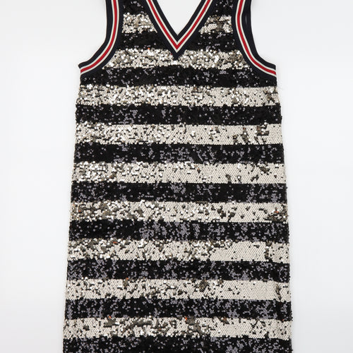 RESERVED Womens Black Striped  A-Line  Size M