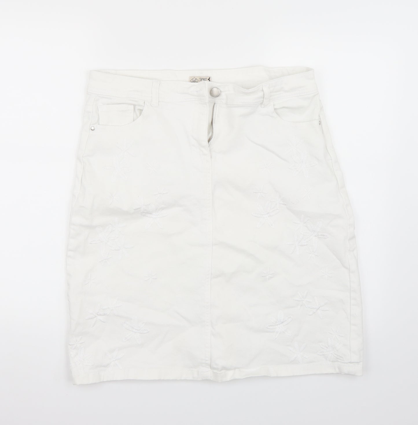 M&Co Womens White   A-Line Skirt Size 14