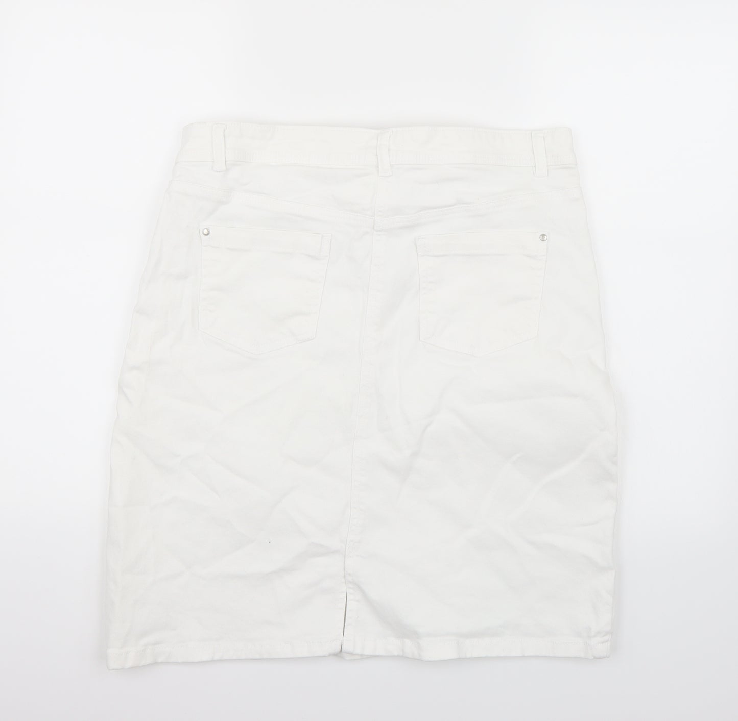 M&Co Womens White   A-Line Skirt Size 14