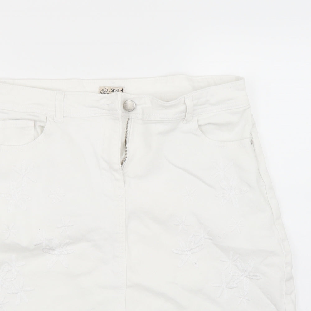 M&Co Womens White   A-Line Skirt Size 14