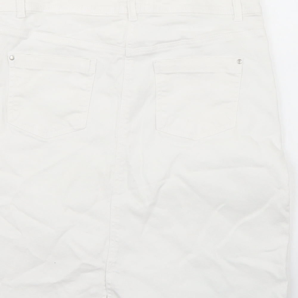 M&Co Womens White   A-Line Skirt Size 14